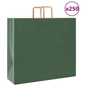 vidaXL Paper Bags 250 pcs with Handles Green 54x15x49 cm