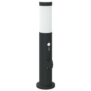 vidaXL Bollard Light with Sensor&Outlet 50 cm Stainless Steel IP44