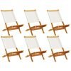 vidaXL Folding Garden Chairs 6 pcs Cream White Fabric and Solid Wood