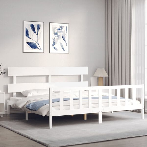 vidaXL Bed Frame without Mattress White 200x200 cm Solid Wood Pine