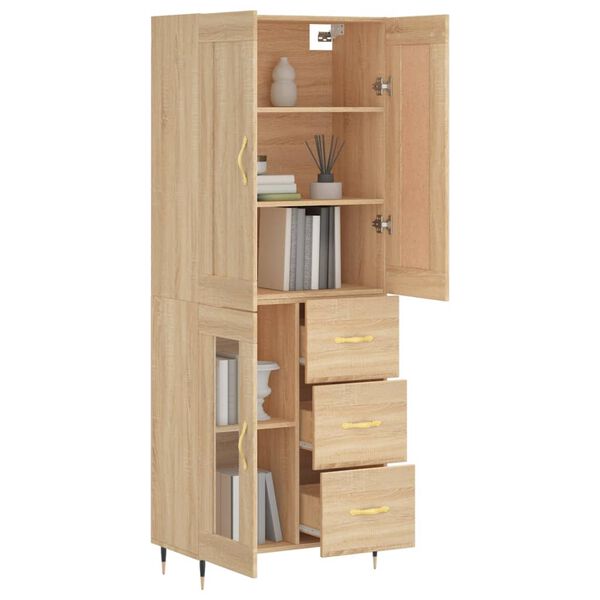 vidaXL Highboard Sonoma Oak 69.5x34x180 cm Engineered Wood