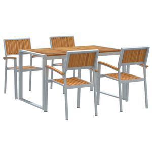 vidaXL Garden Dining Set 5 pcs Grey Solid Acacia Wood