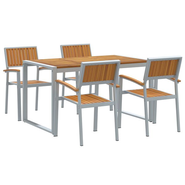 vidaXL Garden Dining Set 5 pcs Grey Solid Acacia Wood