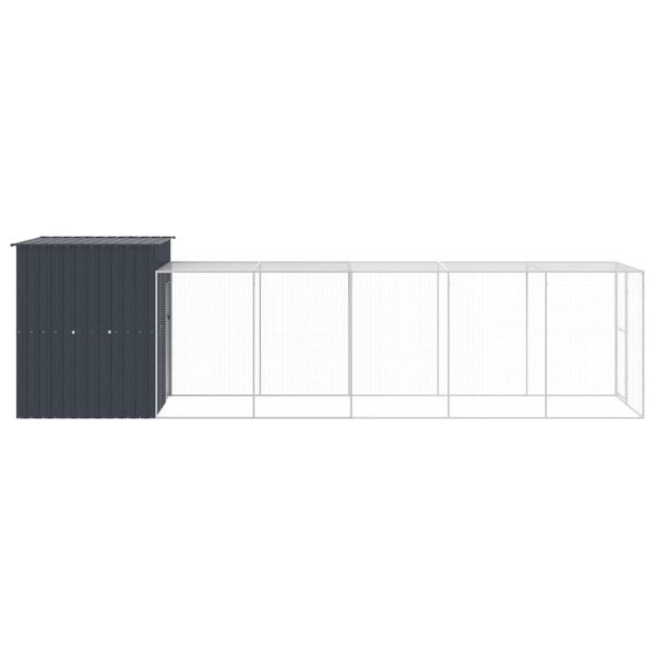 vidaXL Chicken Cage with Run Anthracite 165x659x181 cm Galvanised Steel