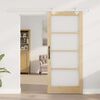 vidaXL Sliding Door Natural 86 x 198.5 cm Solid Pine Wood and Glass