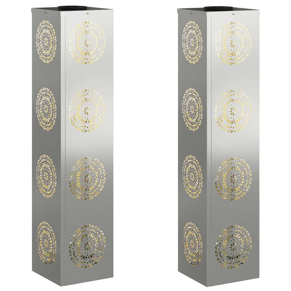 vidaXL Solar LED Pathway Light 2 pcs Silver Galvanized Steel