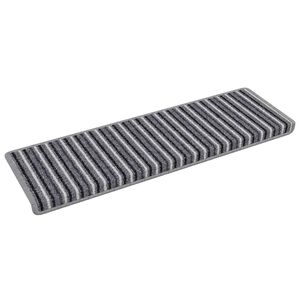 vidaXL Self-adhesive Stair Mats Striped 15 pcs Grey 65 x 21 x 4 cm