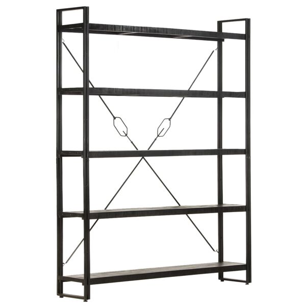 vidaXL 5-Tier Bookcase Black 140x30x180 cm Solid Mango Wood