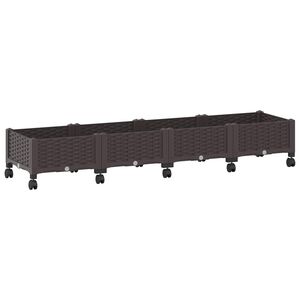 vidaXL Garden Planter with Wheels Brown 160 x 40 x 29 cm PP