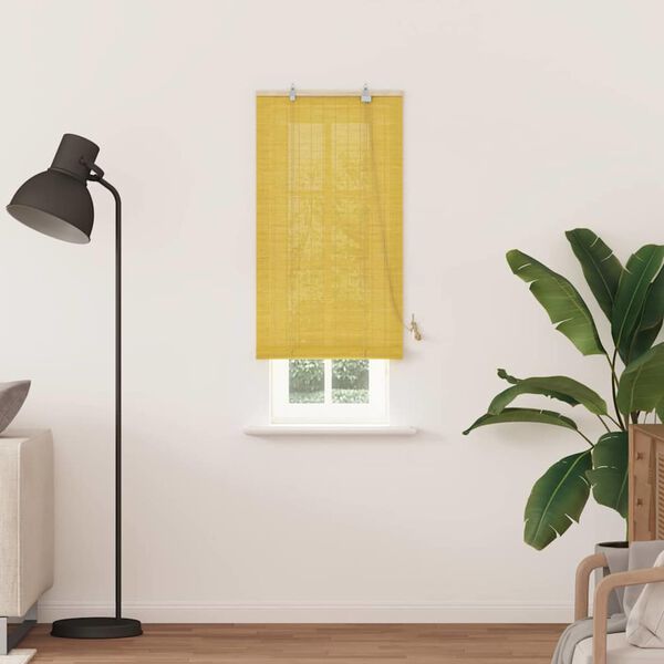 vidaXL Roller Blind with Curtains Manual Yellow 60 x 220 cm Bamboo