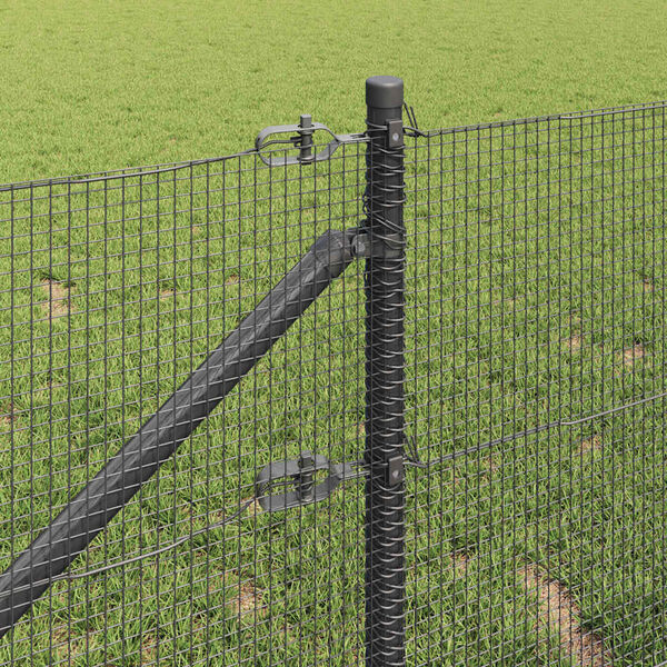 vidaXL Fence Post Grey 50 x 0.4 m (12 x 12 mm mesh) Steel and PVC