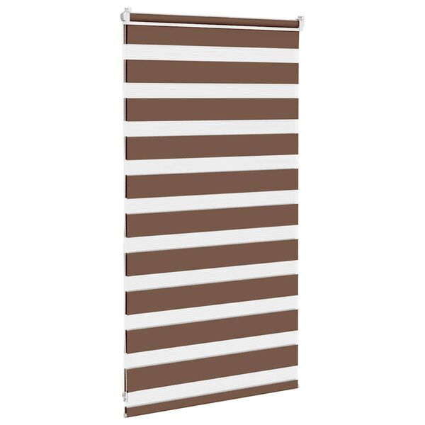 vidaXL Zebra Blind Brown 85x100 cm Fabric Width 80.9 cm Polyester