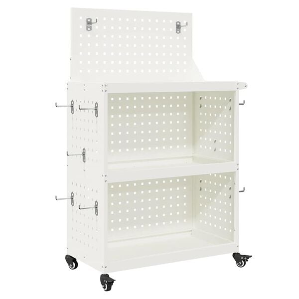 vidaXL Tool Trolley White 65 x 35 x 111 cm Cold-rolled Steel