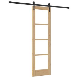 vidaXL Sliding Door 61 x 198.5 cm Solid Pine Wood and Glass