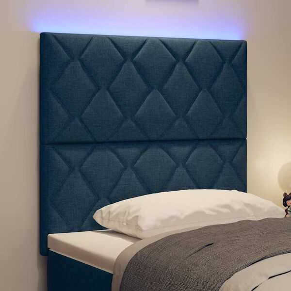 vidaXL Headboard with LED Strip Lights Adjustable Blue 100 cm Fabric