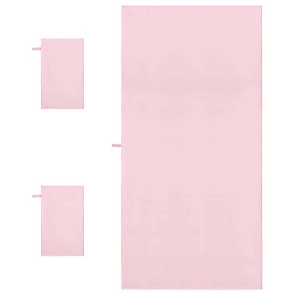 vidaXL Sports Towel Set 3 pcs Pink Polyester and Polyamide