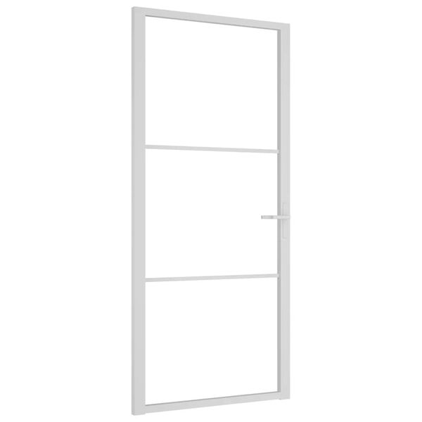 vidaXL Interior Door 93x201.5 cm White ESG Glass and Aluminium