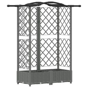 vidaXL Raised Bed with Trellis and Roof Light Grey 124 x 40 x 123 cm