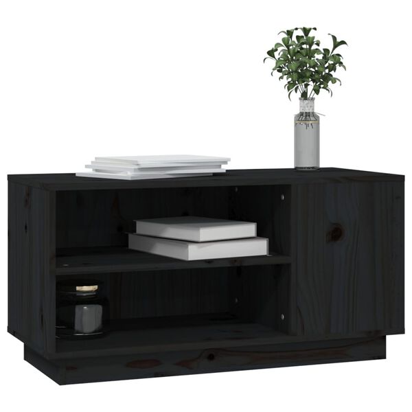 vidaXL TV Cabinet Black 80x35x40.5 cm Solid Wood Pine