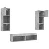 vidaXL 6 Piece TV Wall Units with LED Concrete Grey Engineered Wood