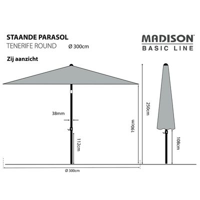 Madison Parasol Tenerife 300 cm Ecru
