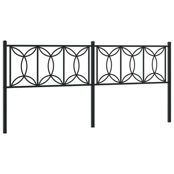 vidaXL Metal Headboard Black 193 cm