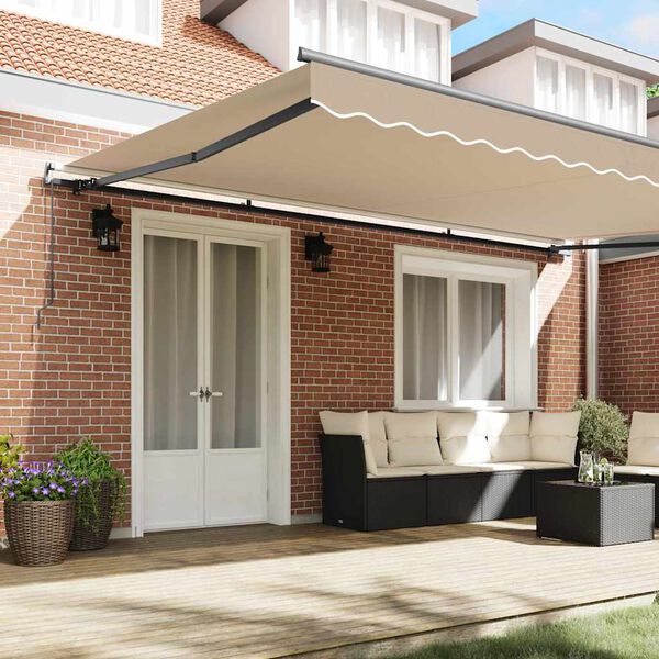vidaXL Retractable Awning Beige 500 x 300 cm Polyester and Steel