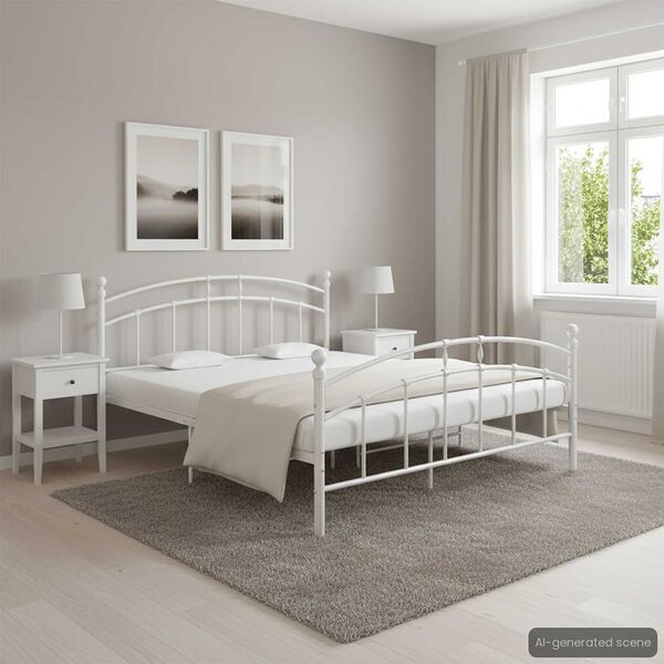 vidaXL Bed Frame without Mattress White Metal 180x200 cm Super King
