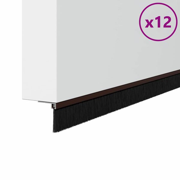 vidaXL Screw-on Door Brush Seals 12 pcs Brown 100 cm Aluminium Alloy