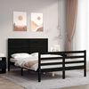 vidaXL Bed Frame without Mattress Black Double Solid Wood