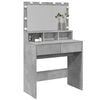 vidaXL Dressing Table with LED Concrete Grey 80x41x134.5 cm