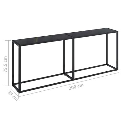 vidaXL Console Table Black 200x35x75.5cm Tempered Glass