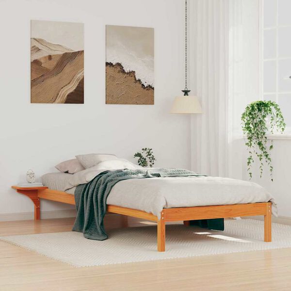 vidaXL Bed Frame with Side Tables Wax Brown 80 x 210 cm