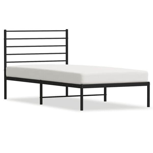vidaXL Metal Bed Frame without Mattress with Headboard Black 90x200cm