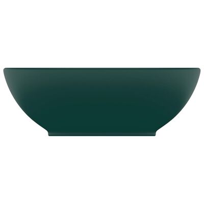 vidaXL Luxury Basin Oval-shaped Matt Dark Green 40x33 cm Ceramic