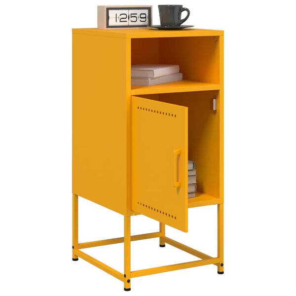 vidaXL Bedside Cabinets 2 pcs Mustard Yellow 36x39x78 cm Steel