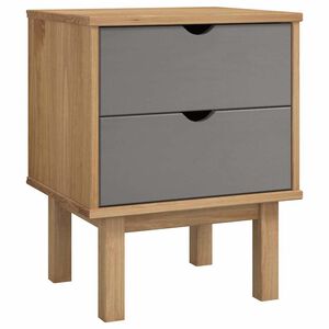 vidaXL Bedside Cabinet "OTTA" Brown&Grey 45x39x57 cm Solid Wood Pine