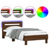 vidaXL Bed Frame without Mattress with LED Lights Brown Oak 100x200 cm