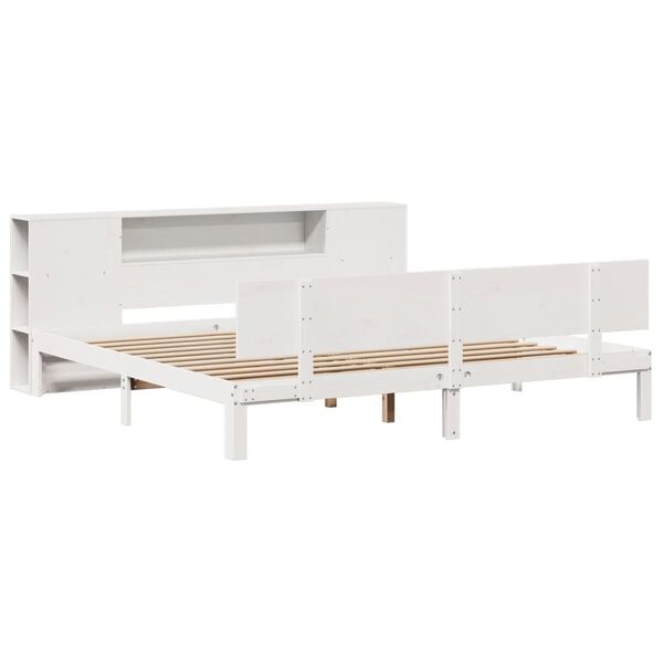 vidaXL Bookcase Bed without Mattress White 180x200 cm Super King Solid Wood Pine