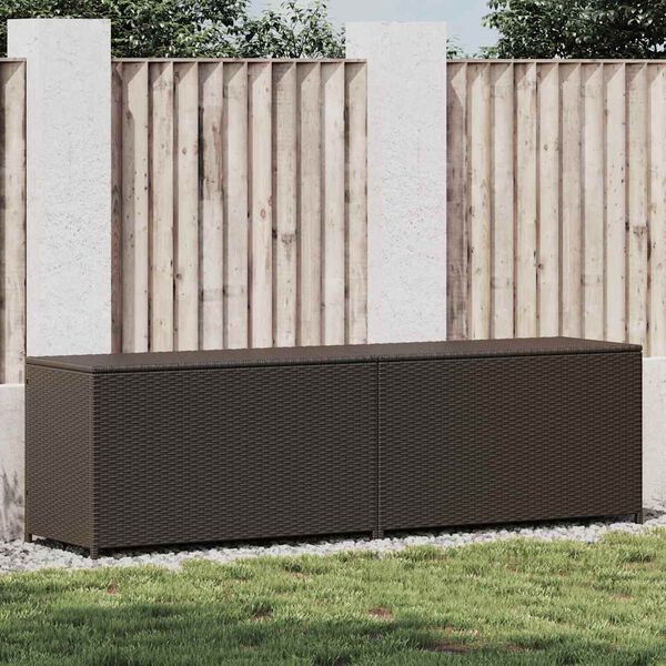 vidaXL Garden Storage Box Poly Rattan 200x50x60 cm Brown