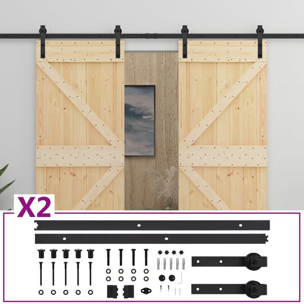 vidaXL Sliding Door with Hardware Set 80x210 cm Solid Pine Wood