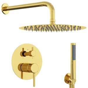 vidaXL Concealed Shower System (Round) Gold Stainless Steel 201