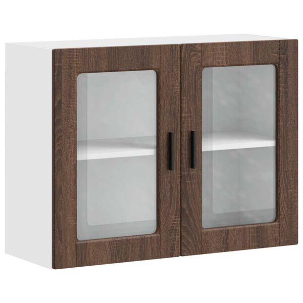 vidaXL Kitchen Wall Cabinet with Glass Door Porto Brown Oak