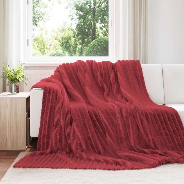 vidaXL Throw Blanket Bordeaux Red 240 x 220 cm Fleece
