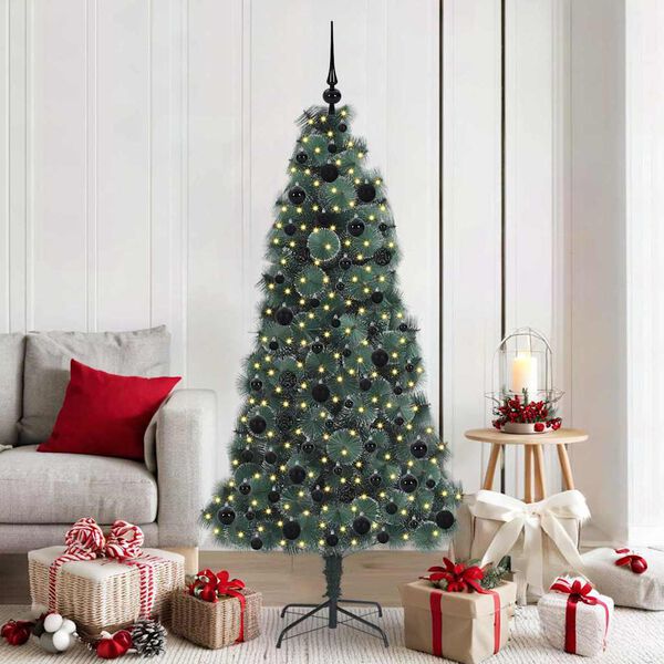 vidaXL Artificial Pre-lit Christmas Tree with Ball Set Green 180 cm