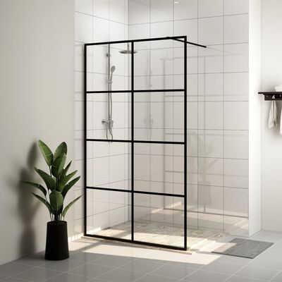 vidaXL Walk-in Shower Wall with Clear ESG Glass 115x195 cm Black