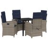 vidaXL Garden Dining Set with Cushion 5 pcs Grey Poly Rattan