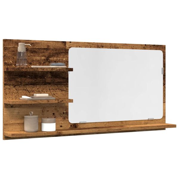 vidaXL Bathroom Mirror Cabinet Old Wood 90x11x45 cm Engineered Wood