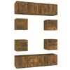 vidaXL 8 Piece TV Cabinet Set Smoked Oak Engineered Wood