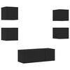 vidaXL 6 Piece TV Wall Units with LED Black Engineered Wood